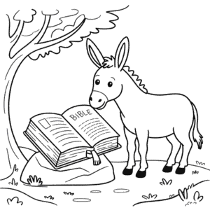 Målarbild Bibel och Åsna