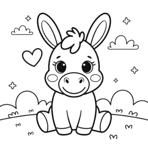 Målarbild Söt Åsna