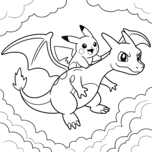 Målarbild Charizard och Pikachu