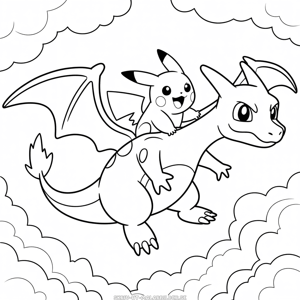 Målarbild Charizard och Pikachu