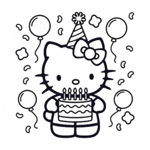 Målarbild Hello Kitty Grattis på Födelsedagen