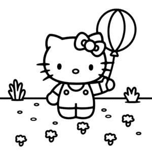 Målarbild Hello Kitty Håller Ballong