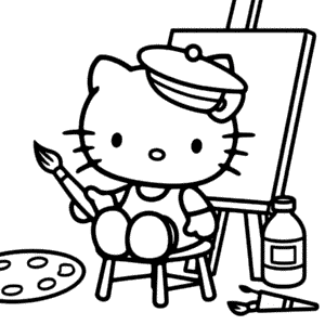 Målarbild Konstnär Hello Kitty