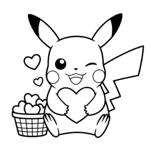 Målarbild Pikachu och Hjärtan