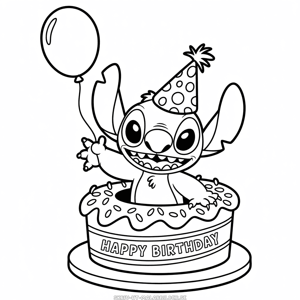 Målarbild Stitch Födelsedag