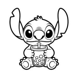 Målarbild Stitch med Boba