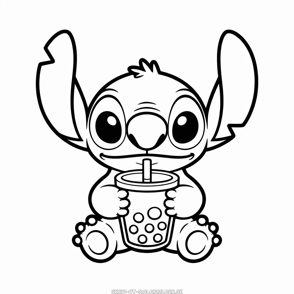 Målarbild Stitch med Boba