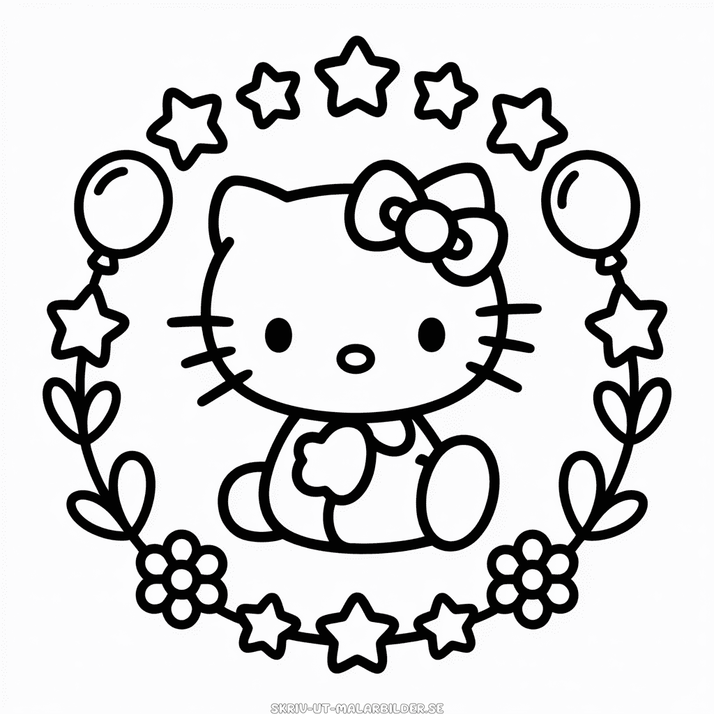 Målarbild Svart och Vit Hello Kitty