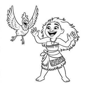 Målarbild Vaiana och Kycklingen