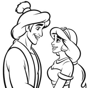 Målarbild Aladdin och Jasmine