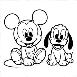 Målarbild Bebis Musse och Pluto