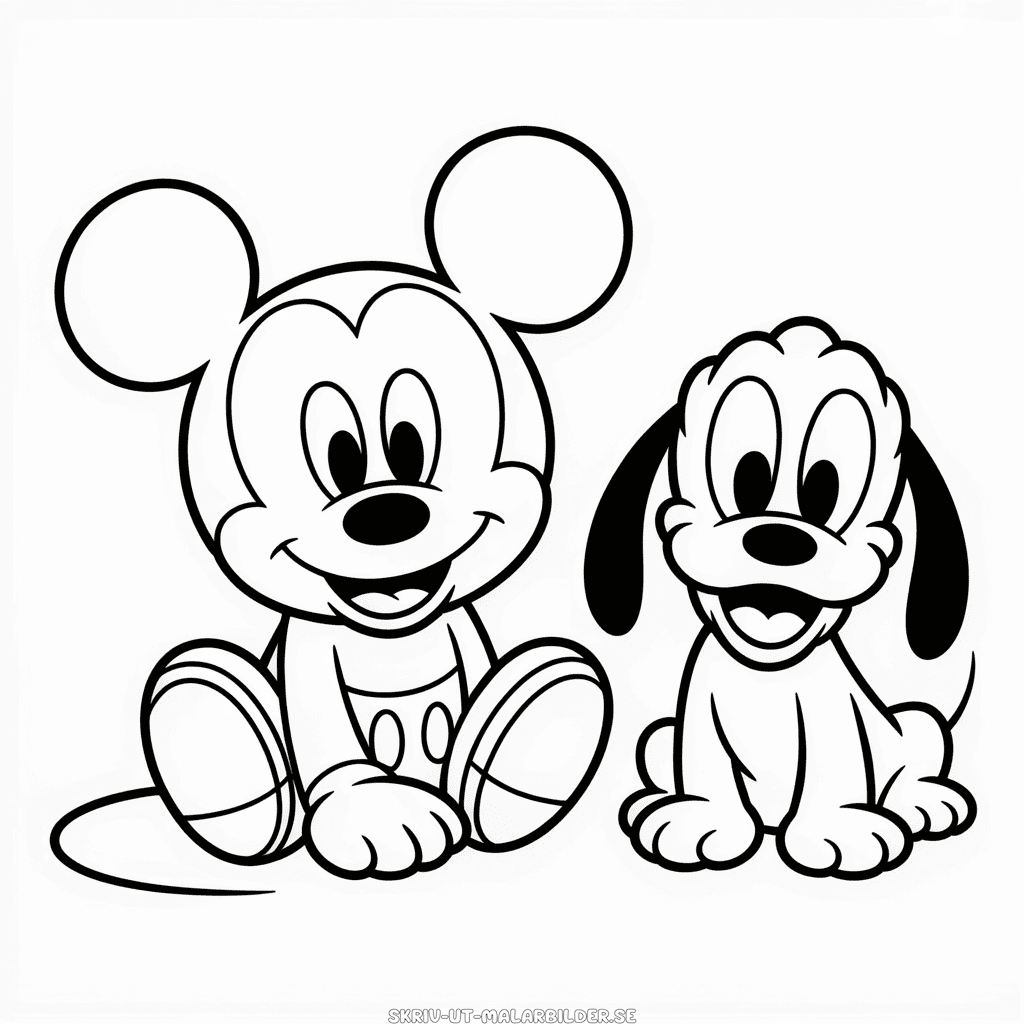 Målarbild Bebis Musse och Pluto