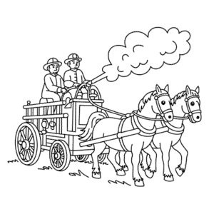 Målarbild Gammal Brandbil Dragen av Häst