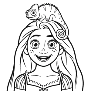 Målarbild Rapunzel och Pascal