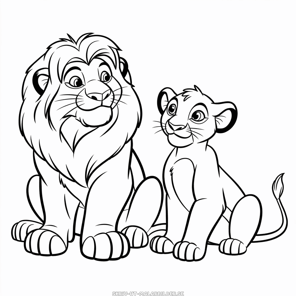 Målarbild Simba och Nala från Lejonkungen
