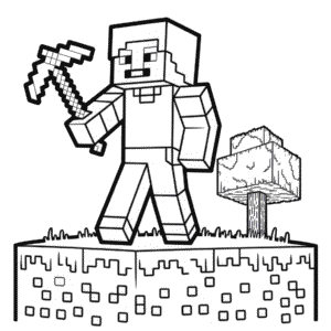 Målarbild Svart och Vit Minecraft