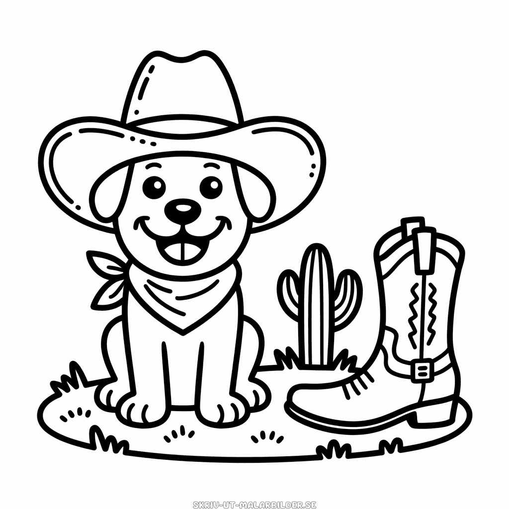 Målarbild Cowboyhund