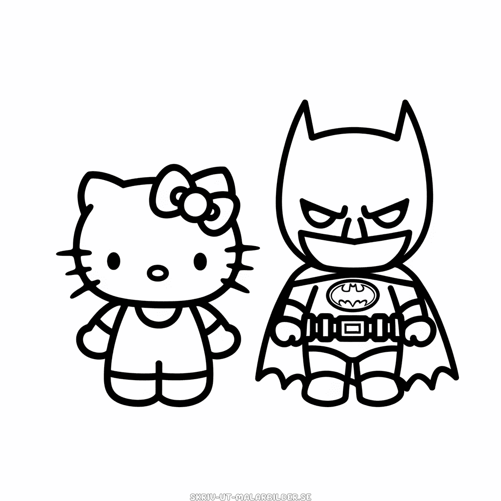 Målarbild Hello Kitty och Batman