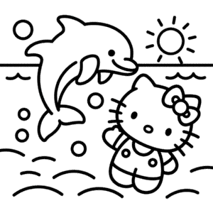 Målarbild Hello Kitty och Delfinen