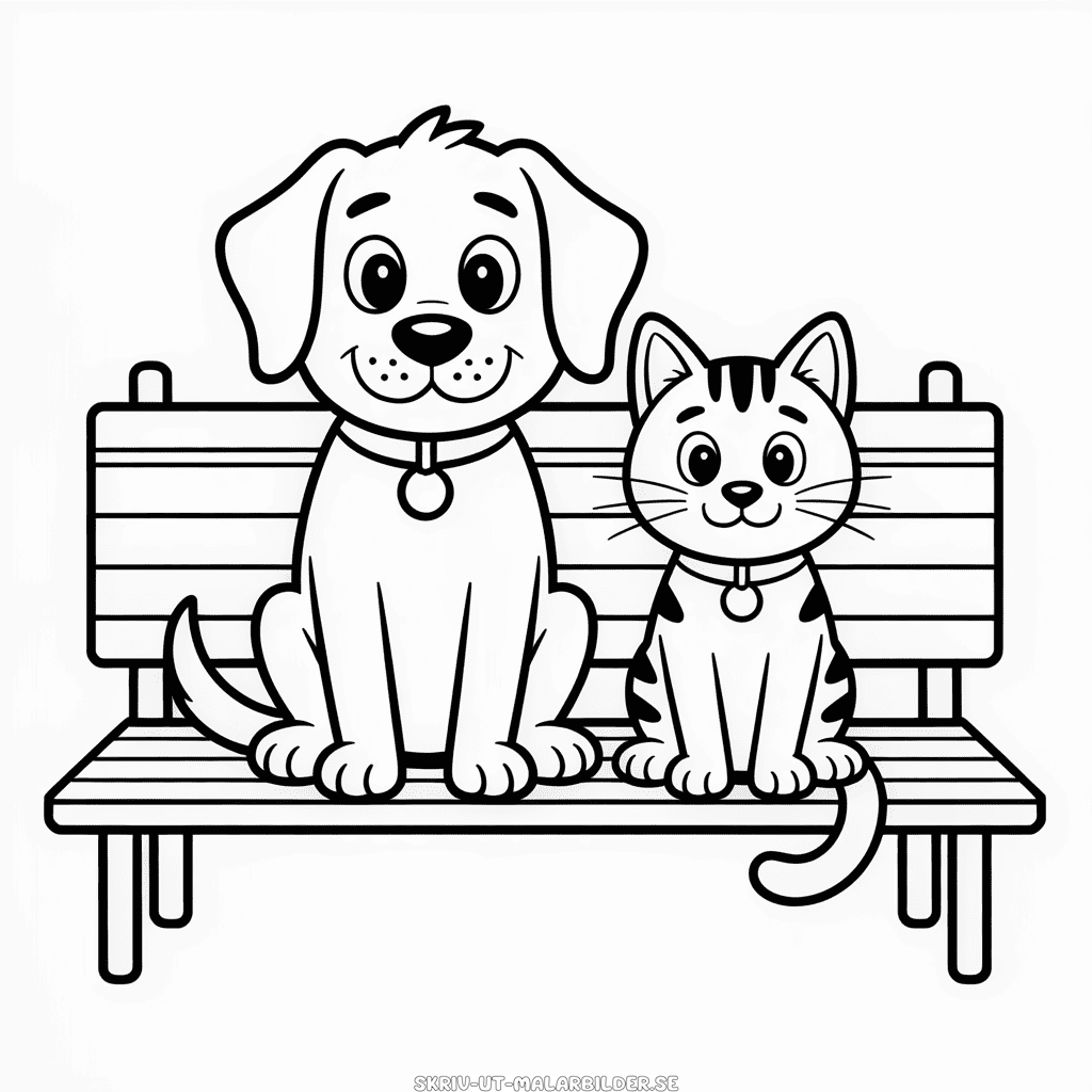 Målarbild Hund och Katt