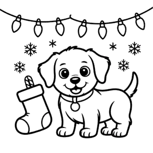 Målarbild Julvalpshund