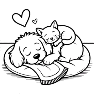 Målarbild Söt Katt och Hund