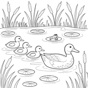 Målarbild Ankfamilj