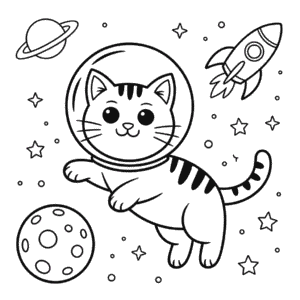 Målarbild Astronautkatt