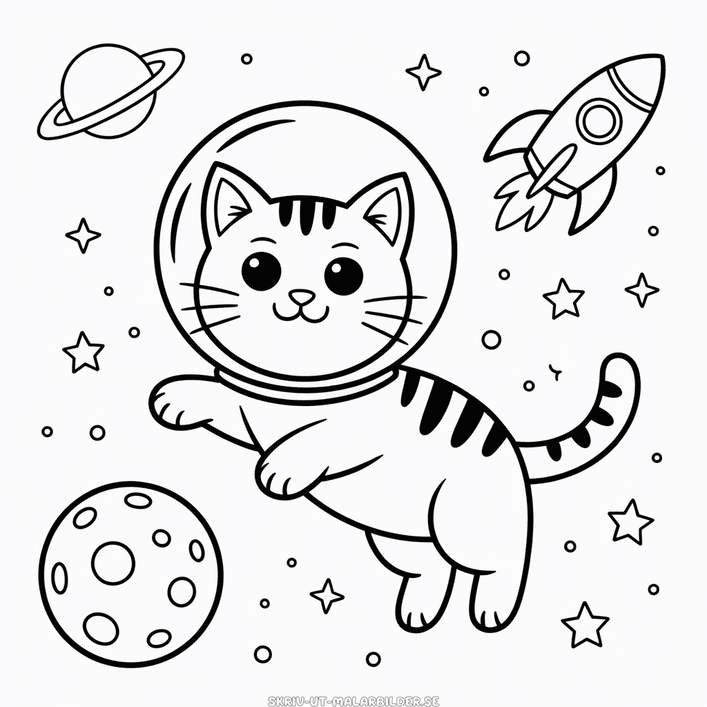 Målarbild Astronautkatt