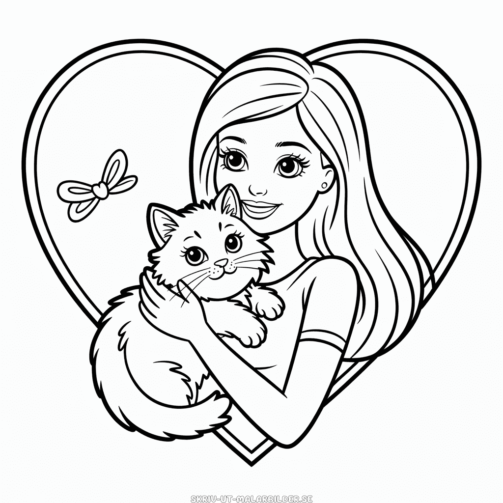 Målarbild Barbie med Katt