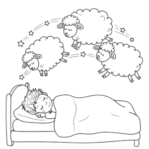 Målarbild Barn Räknar Får