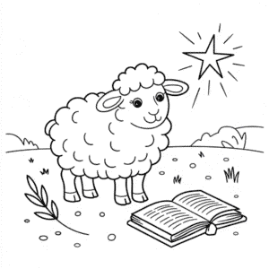 Målarbild Bibel och Får