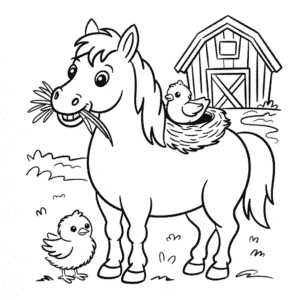 Målarbild Gårdshäst