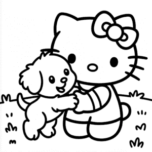 Målarbild Hello Kitty med Valp