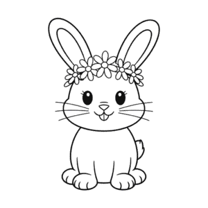 Målarbild Kaninblomsterkrans