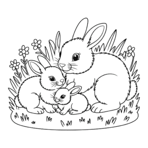 Målarbild Kaninfamiljen