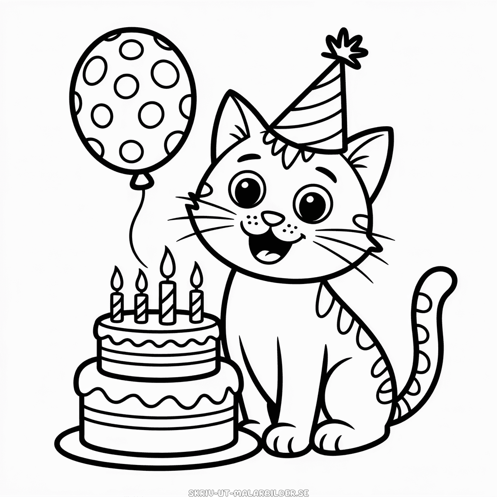 Målarbild Kattfödelsedag