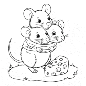 Målarbild Tre huvudade mus