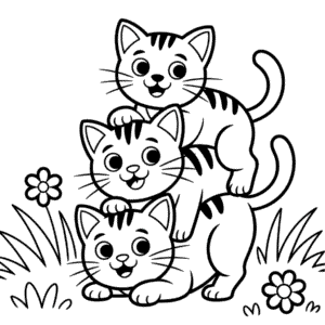 Målarbild Tre Katter