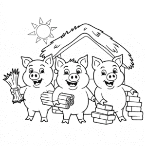 Målarbild Tre små grisar