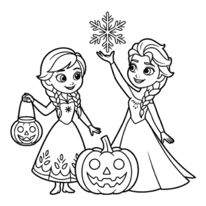 Målarbild Anna och Elsa Halloween