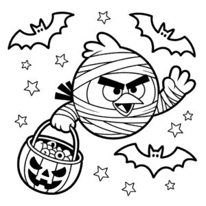 Målarbild Arga Fågeln Halloween