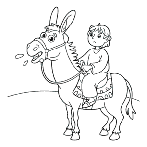 Målarbild Balaam sitter på Åsnan