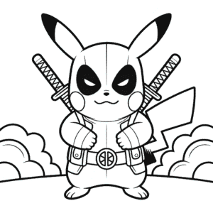Målarbild Deadpool Pikachu