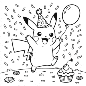 Målarbild Grattis på Födelsedagen Pikachu