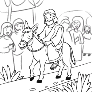 Målarbild Jesus sitter på en åsna