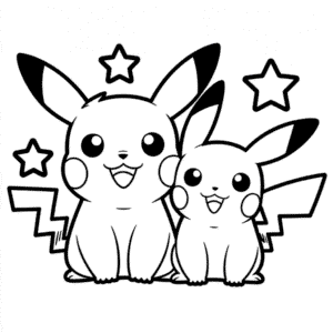 Målarbild Pichu och Pikachu