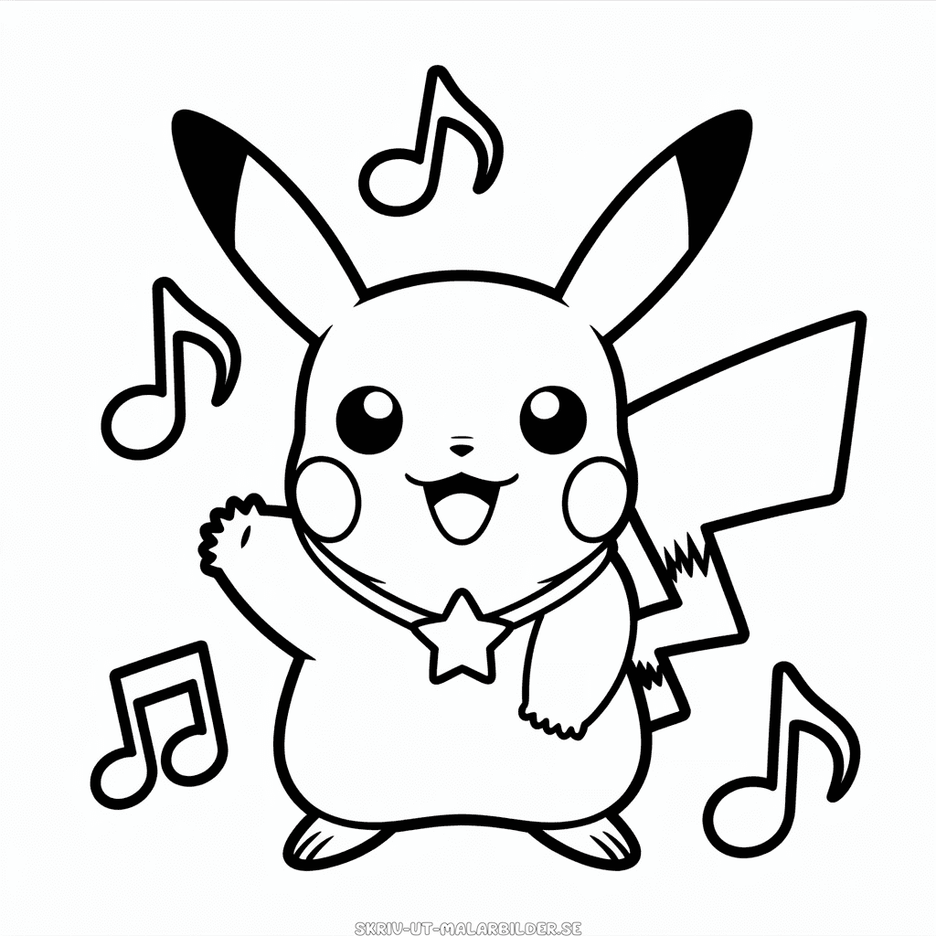 Målarbild Pikachu Popstjärna