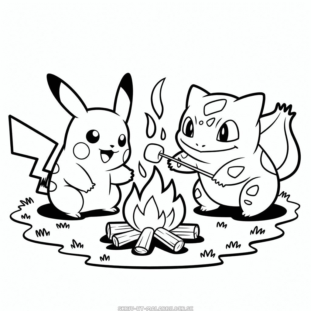Målarbild Pokémon Pikachu och Vänner