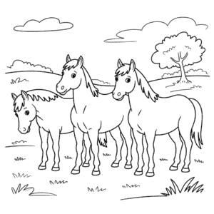 Målarbild Tre Hästar